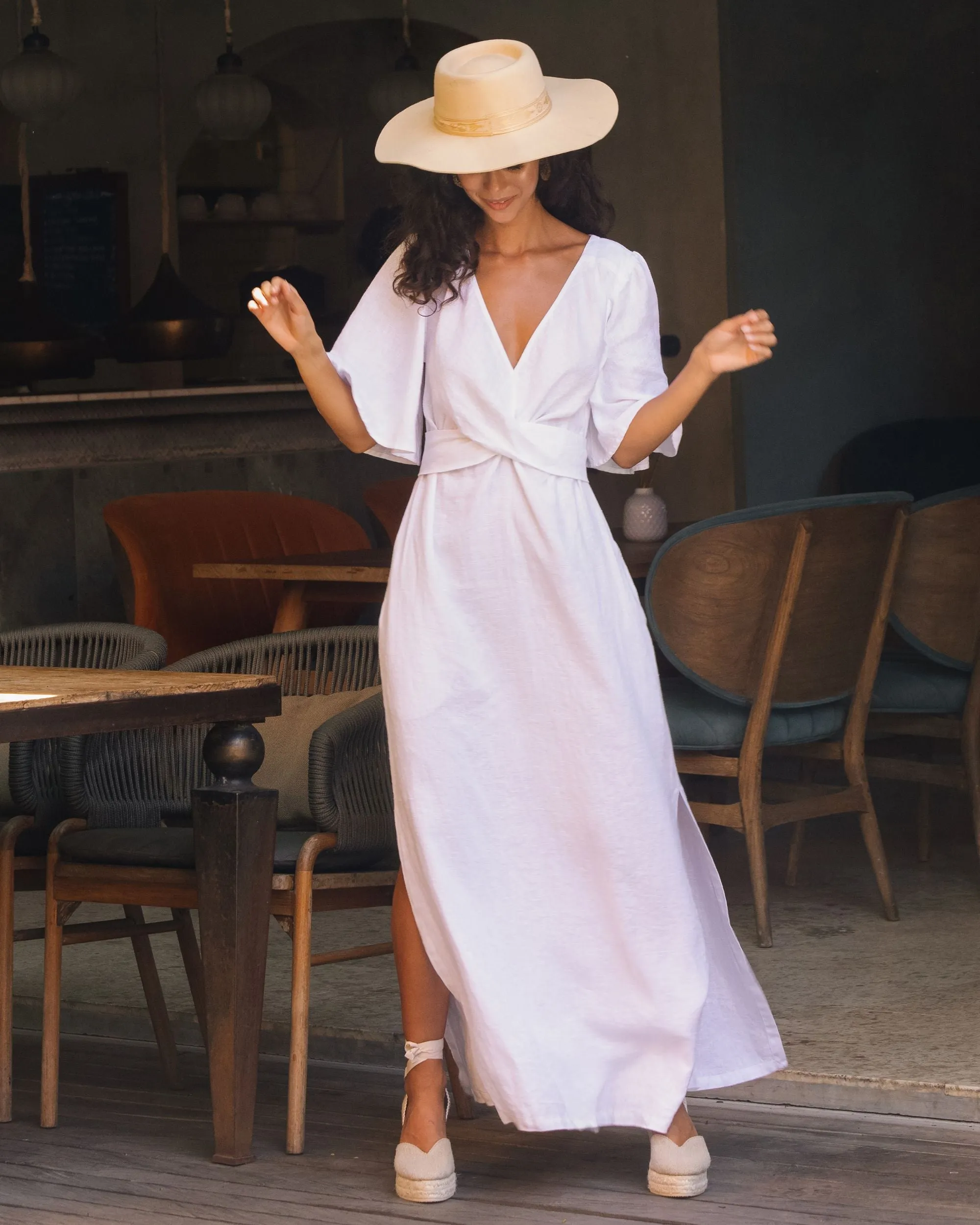 Maxi linen dress AGRA in White