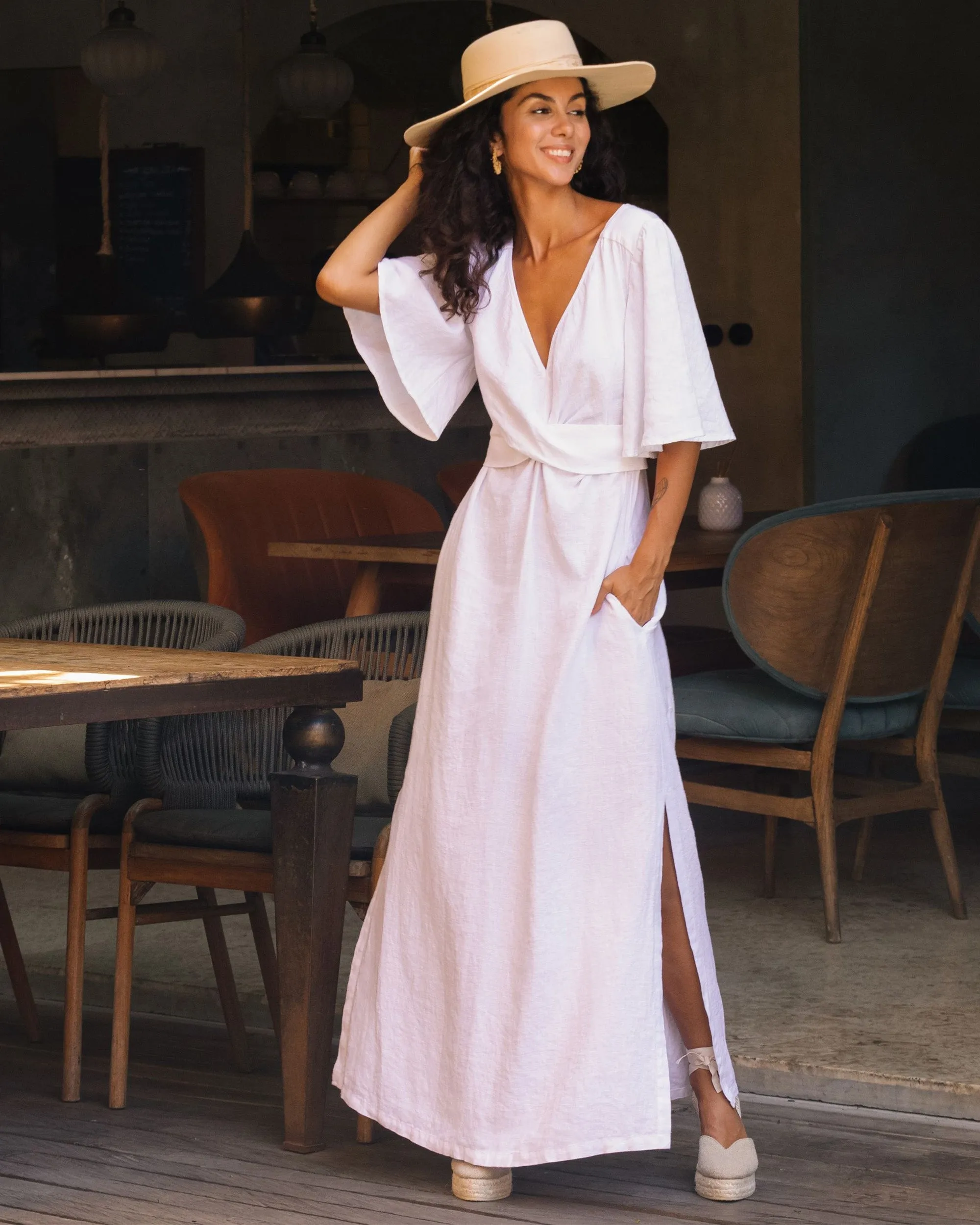 Maxi linen dress AGRA in White