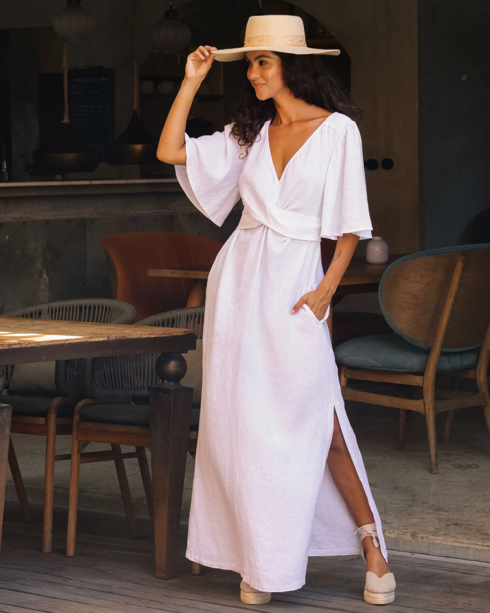 Maxi linen dress AGRA in White