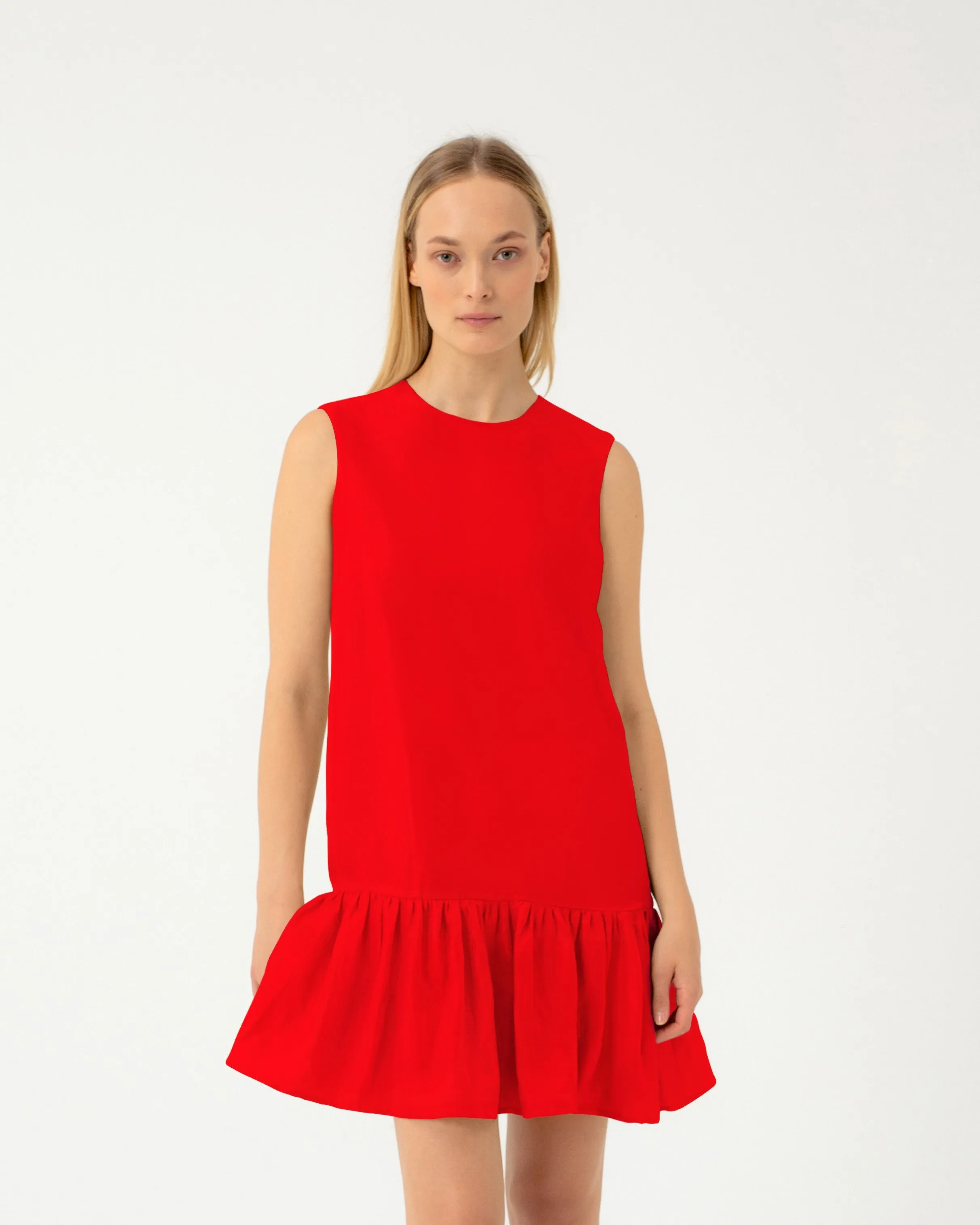 MINI RED DRESS WITH RUFFLES