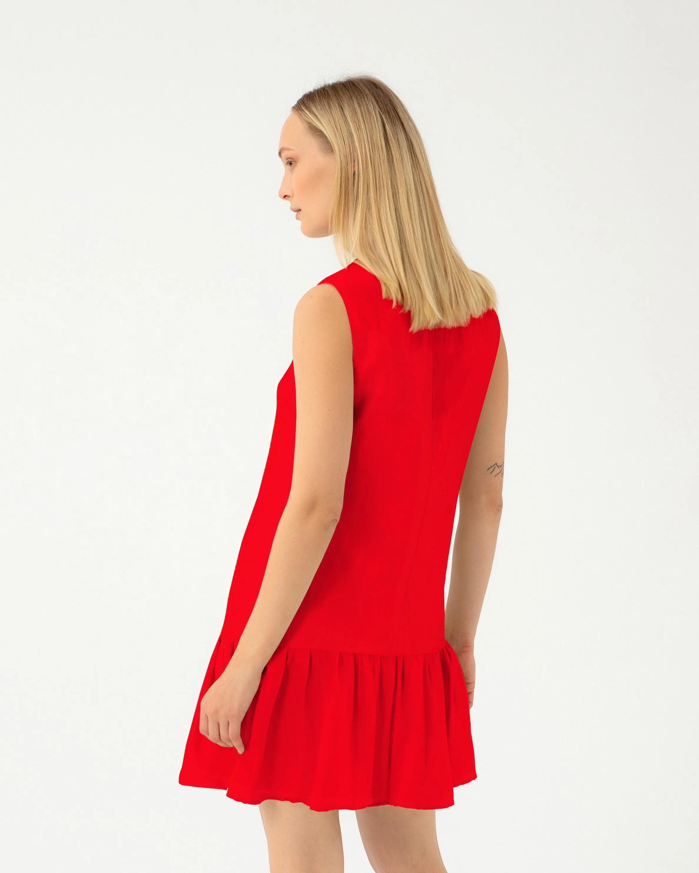 MINI RED DRESS WITH RUFFLES