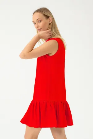 MINI RED DRESS WITH RUFFLES