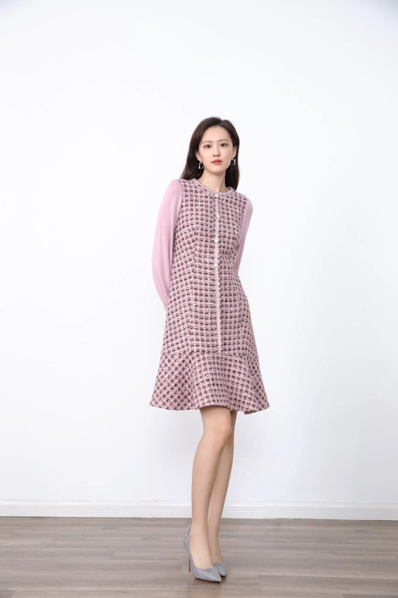 Mist Pink Tweed Dress