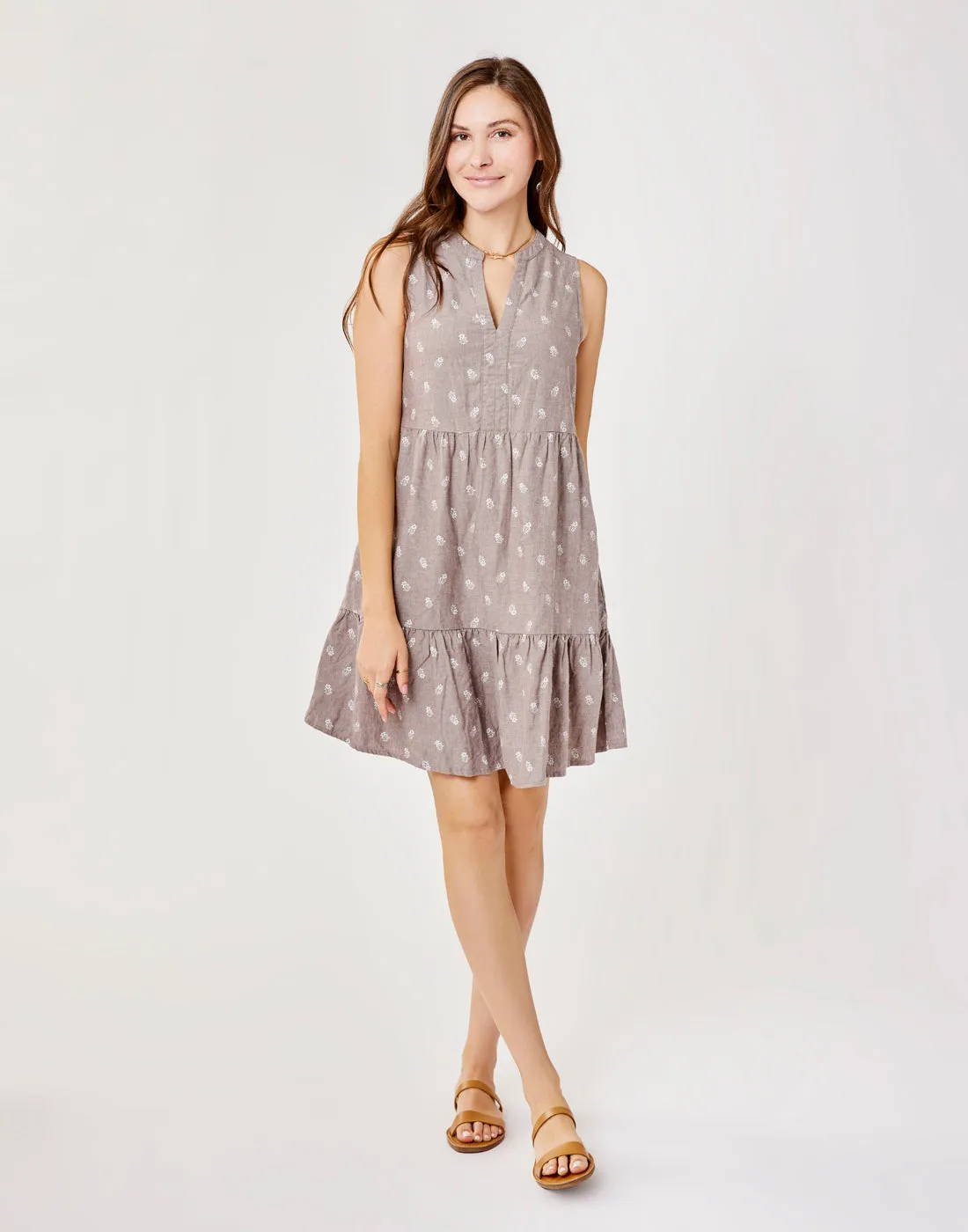 Nellie Linen Dress: Dark Fawn Dakota