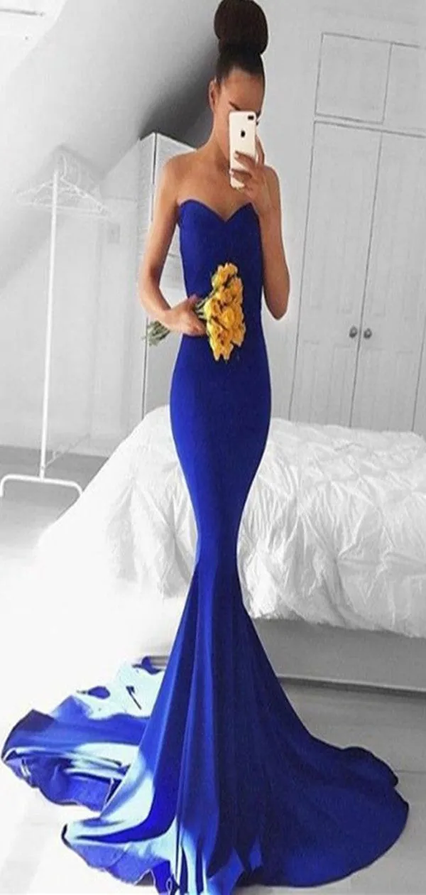 Newest 2019 Graceful Jersey Sweetheart Neckline Long Prom Dress