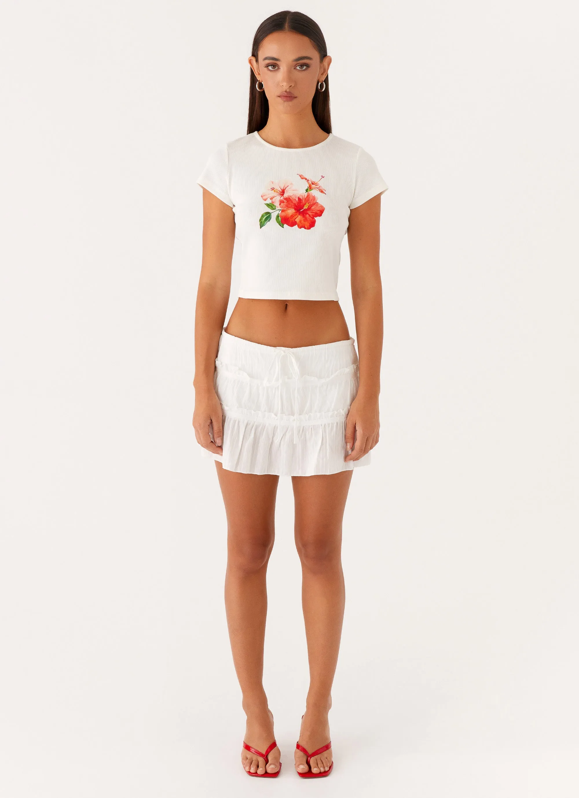 Nicolette Ruched Skort - White