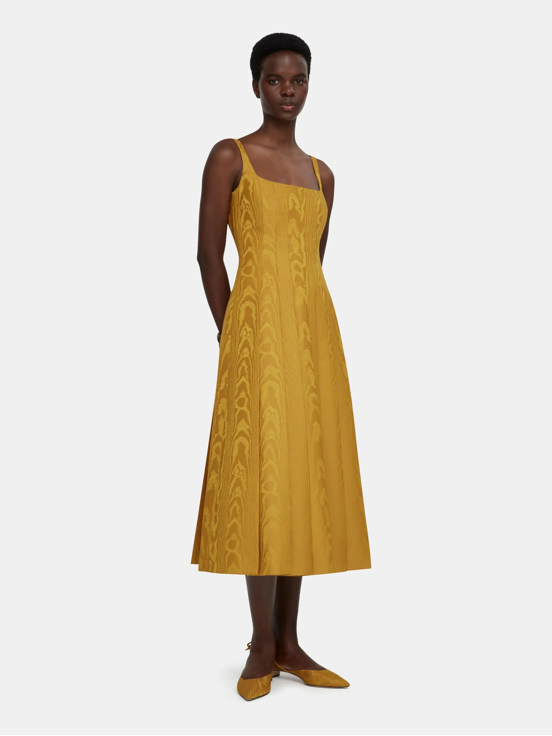 Ochre moire mikado Adele dress
