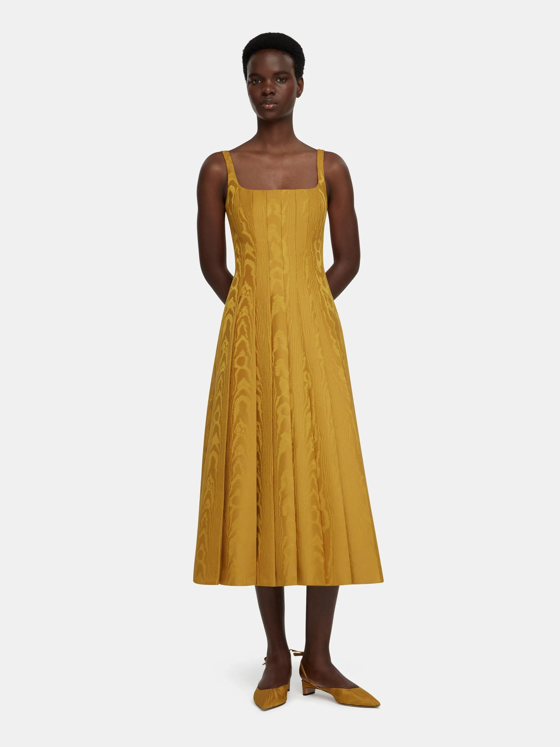 Ochre moire mikado Adele dress