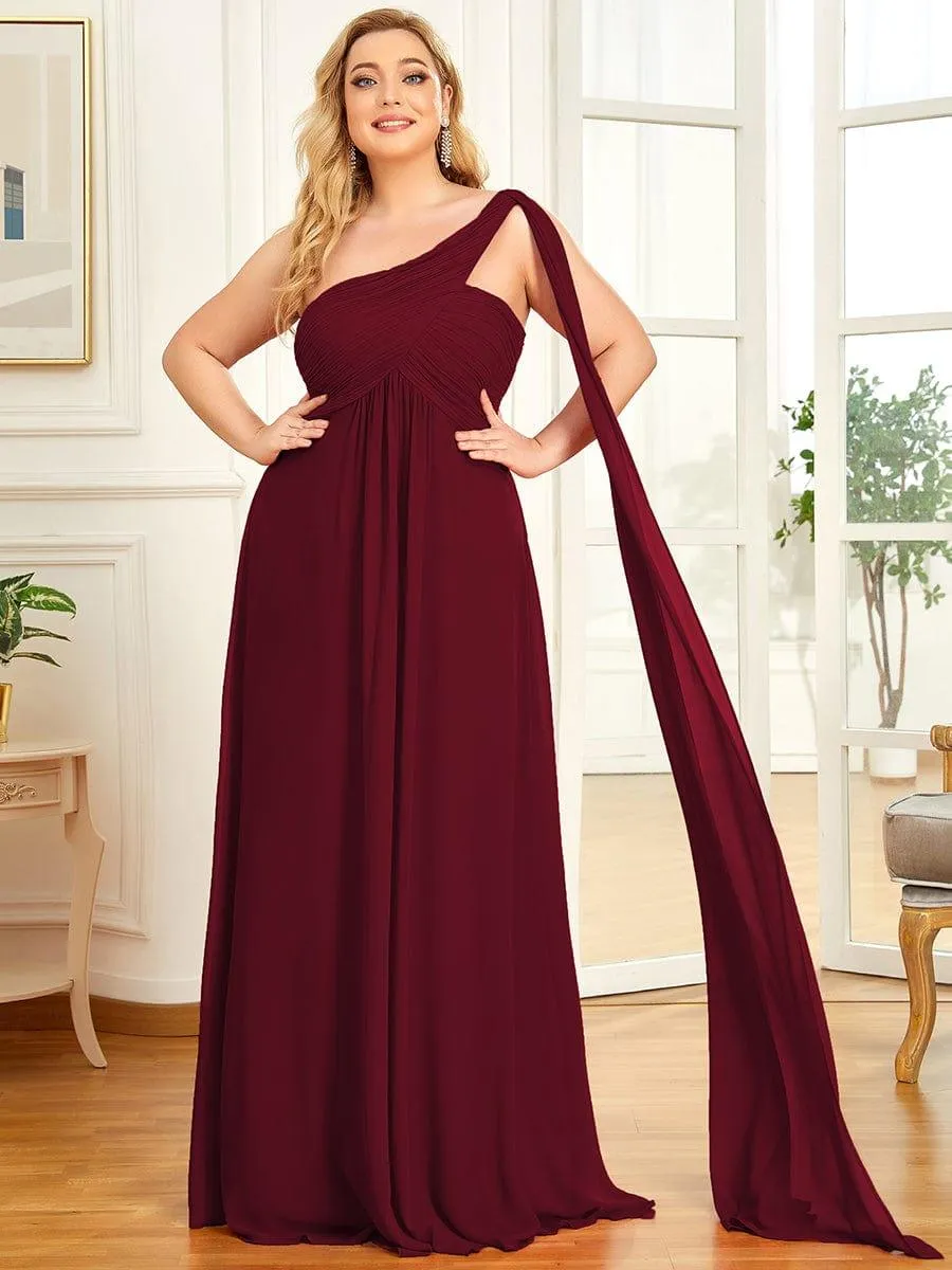 One Shoulder Pleated Chiffion Bridesmaid Sleeves