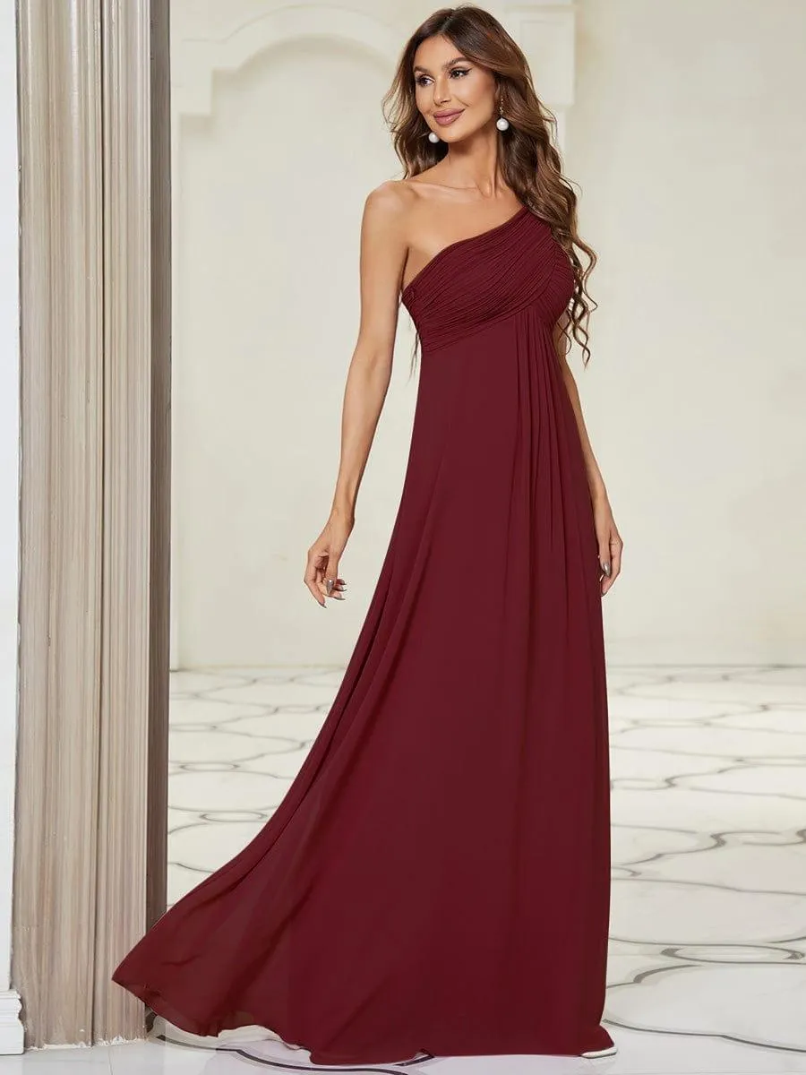 One Shoulder Pleated Chiffion Bridesmaid Sleeves