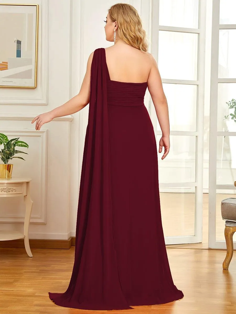 One Shoulder Pleated Chiffion Bridesmaid Sleeves