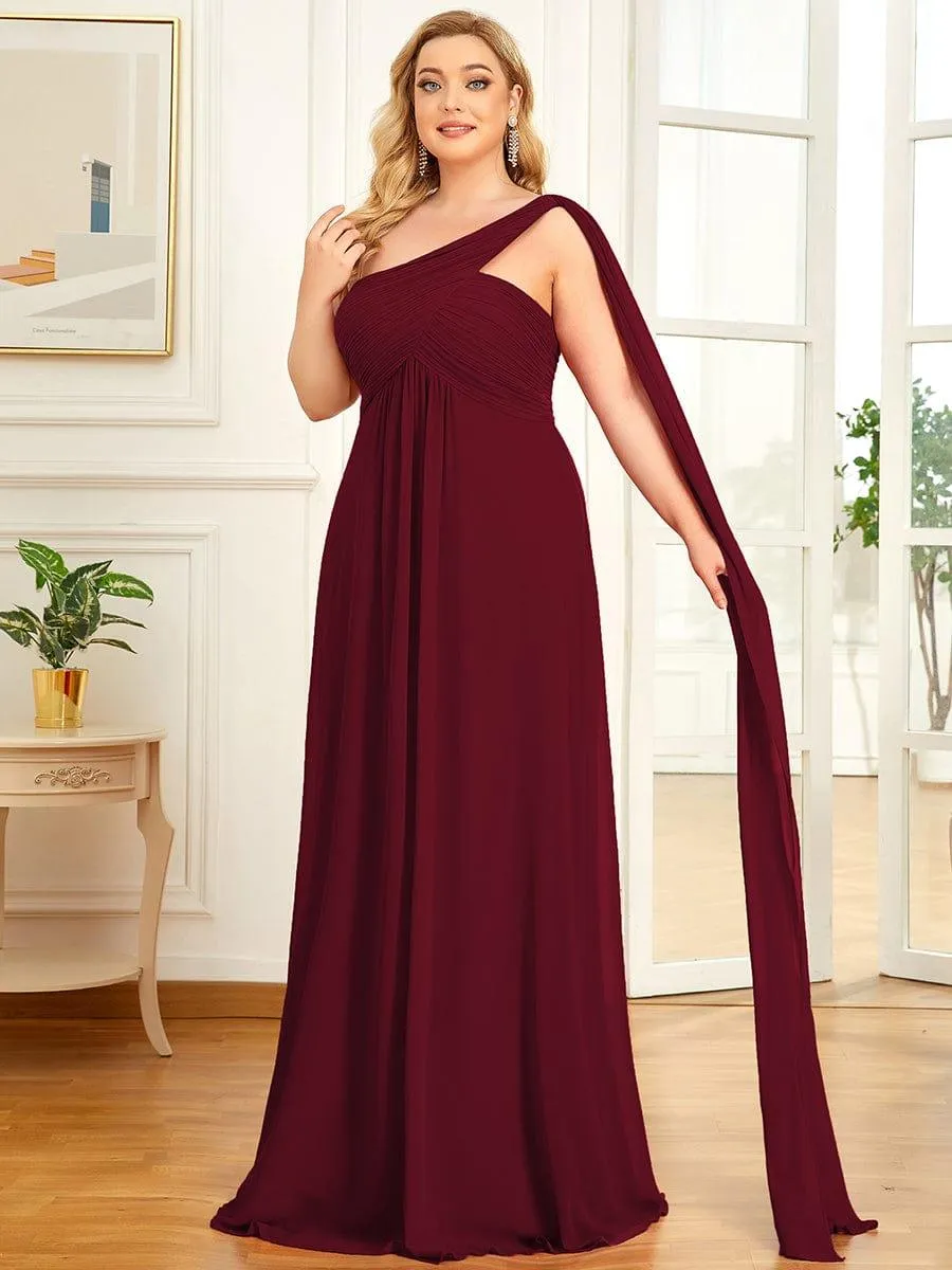 One Shoulder Pleated Chiffion Bridesmaid Sleeves