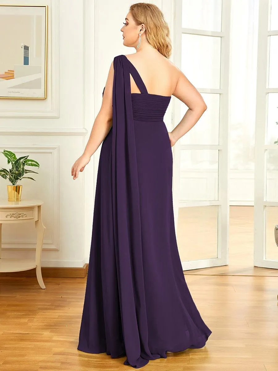 One Shoulder Pleated Chiffion Bridesmaid Sleeves