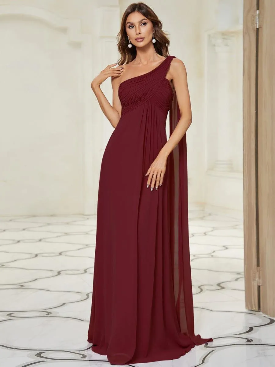 One Shoulder Pleated Chiffion Bridesmaid Sleeves