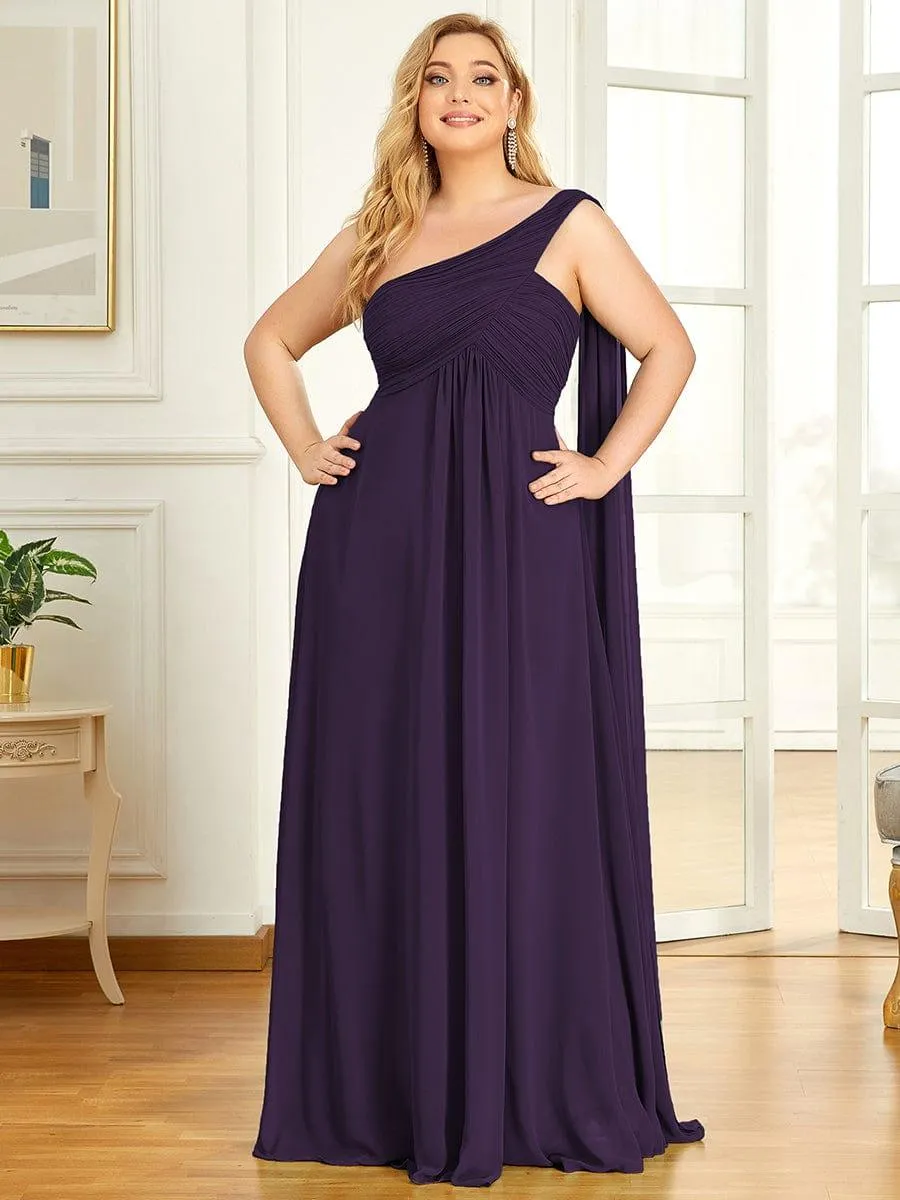 One Shoulder Pleated Chiffion Bridesmaid Sleeves