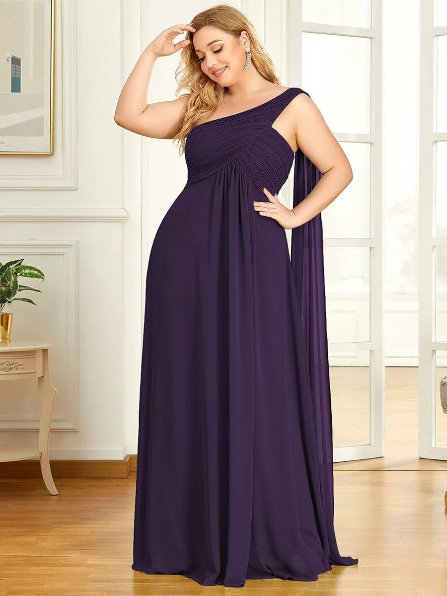 One Shoulder Pleated Chiffion Bridesmaid Sleeves