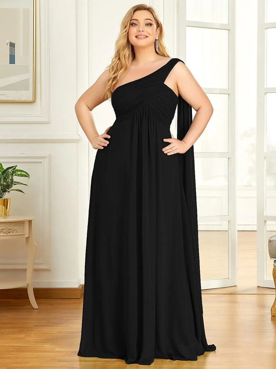 One Shoulder Pleated Chiffion Bridesmaid Sleeves