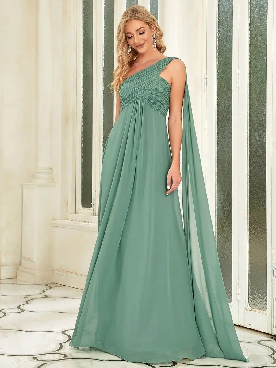 One Shoulder Pleated Chiffion Bridesmaid Sleeves