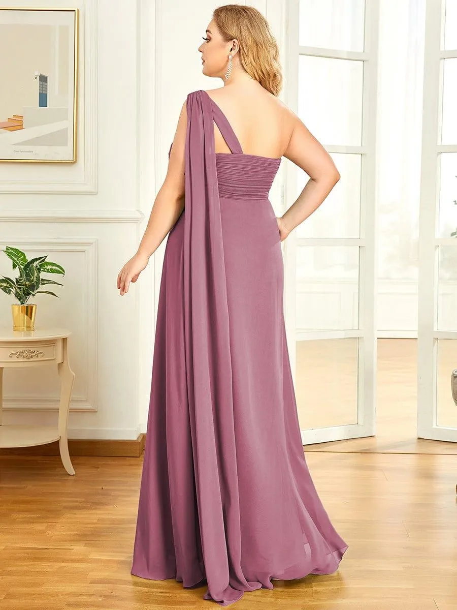 One Shoulder Pleated Chiffion Bridesmaid Sleeves