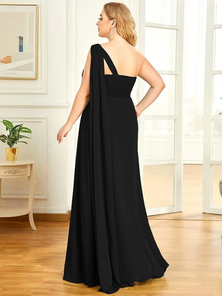 One Shoulder Pleated Chiffion Bridesmaid Sleeves