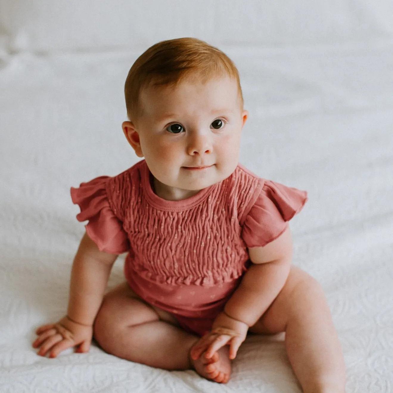 Organic Smocked S/Sleeve Bodysuits