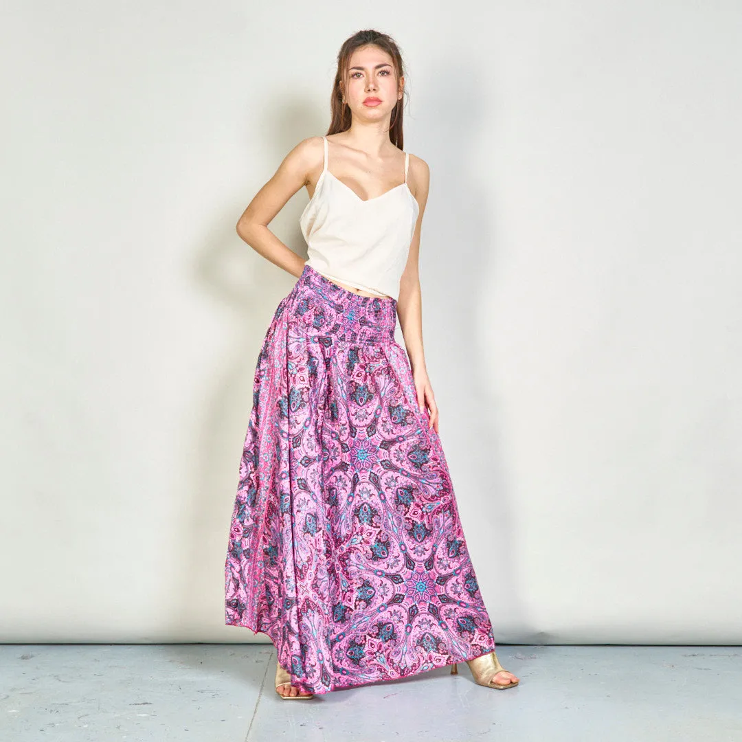 Paisley smocked wide-leg trousers wholesale