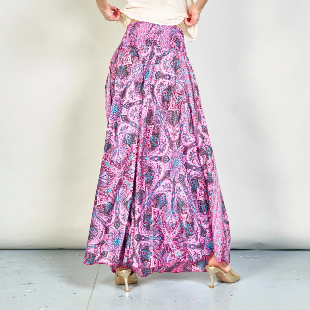 Paisley smocked wide-leg trousers wholesale