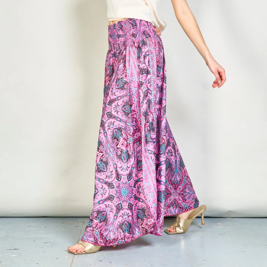 Paisley smocked wide-leg trousers wholesale