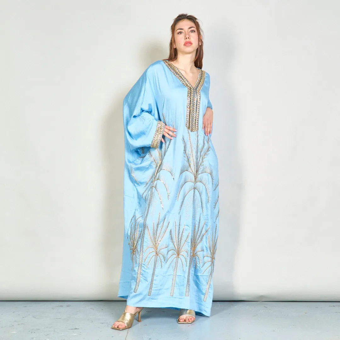 Palm embroidered oversize kaftan wholesale