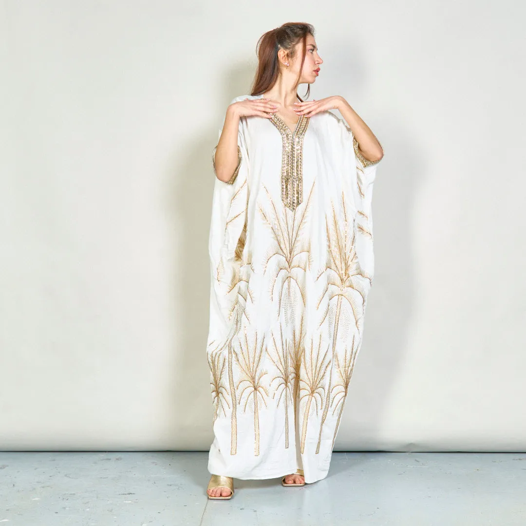 Palm embroidered oversize kaftan wholesale