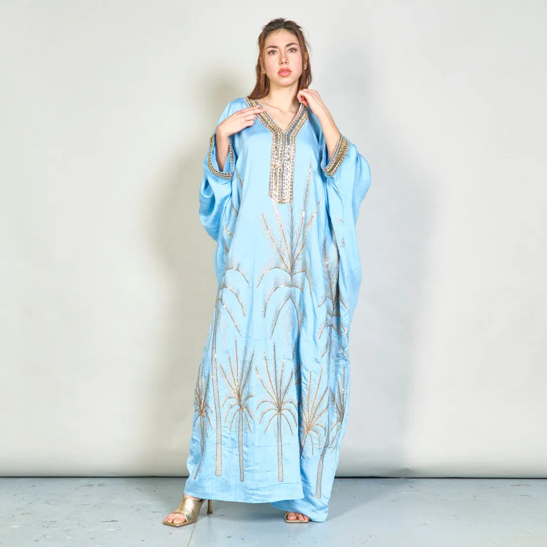 Palm embroidered oversize kaftan wholesale