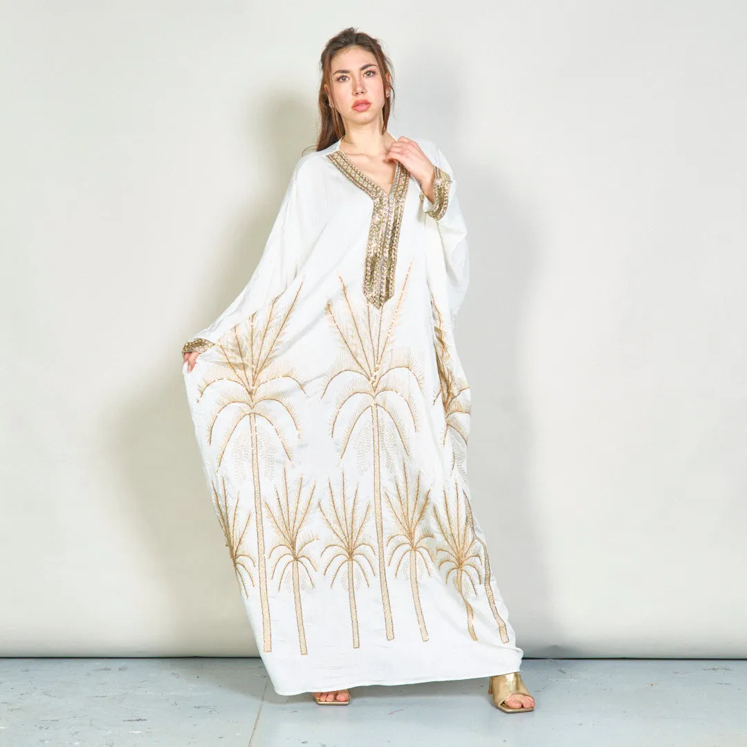 Palm embroidered oversize kaftan wholesale