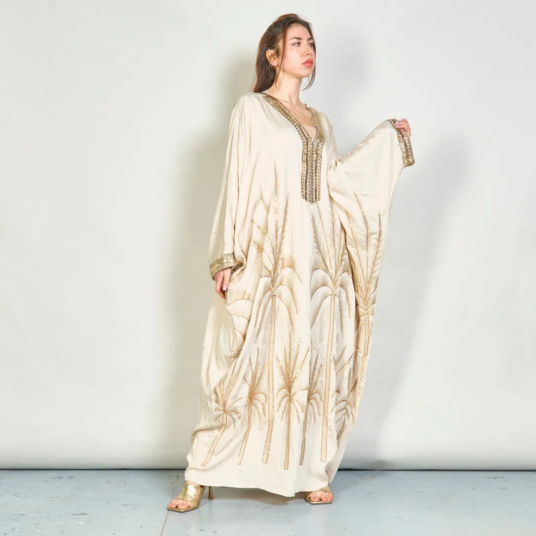 Palm embroidered oversize kaftan wholesale