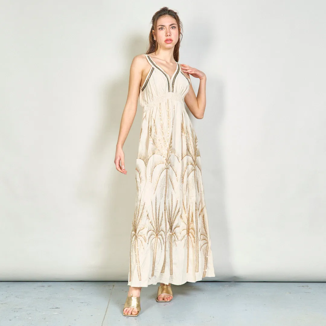 Palm embroidered oversize kaftan wholesale