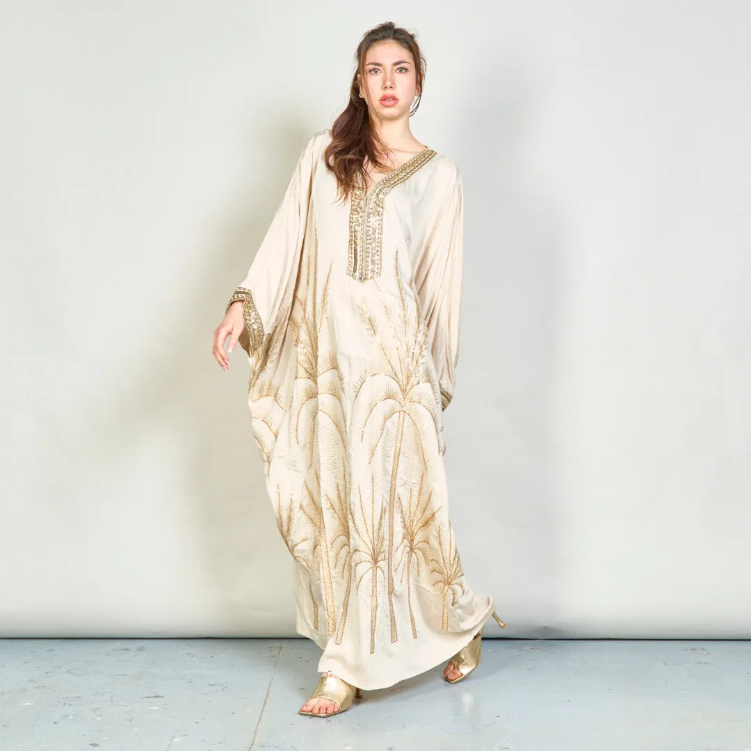 Palm embroidered oversize kaftan wholesale