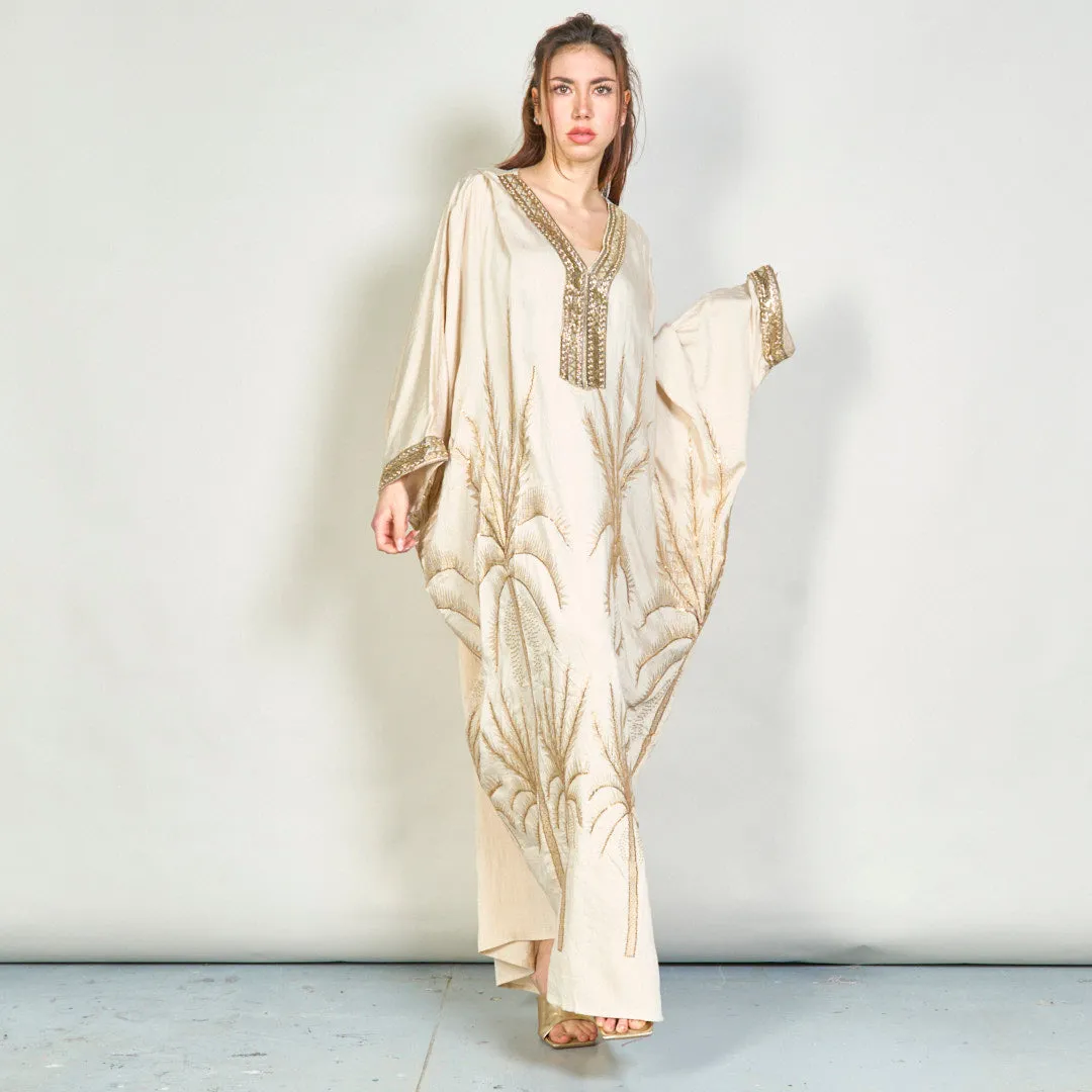 Palm embroidered oversize kaftan wholesale