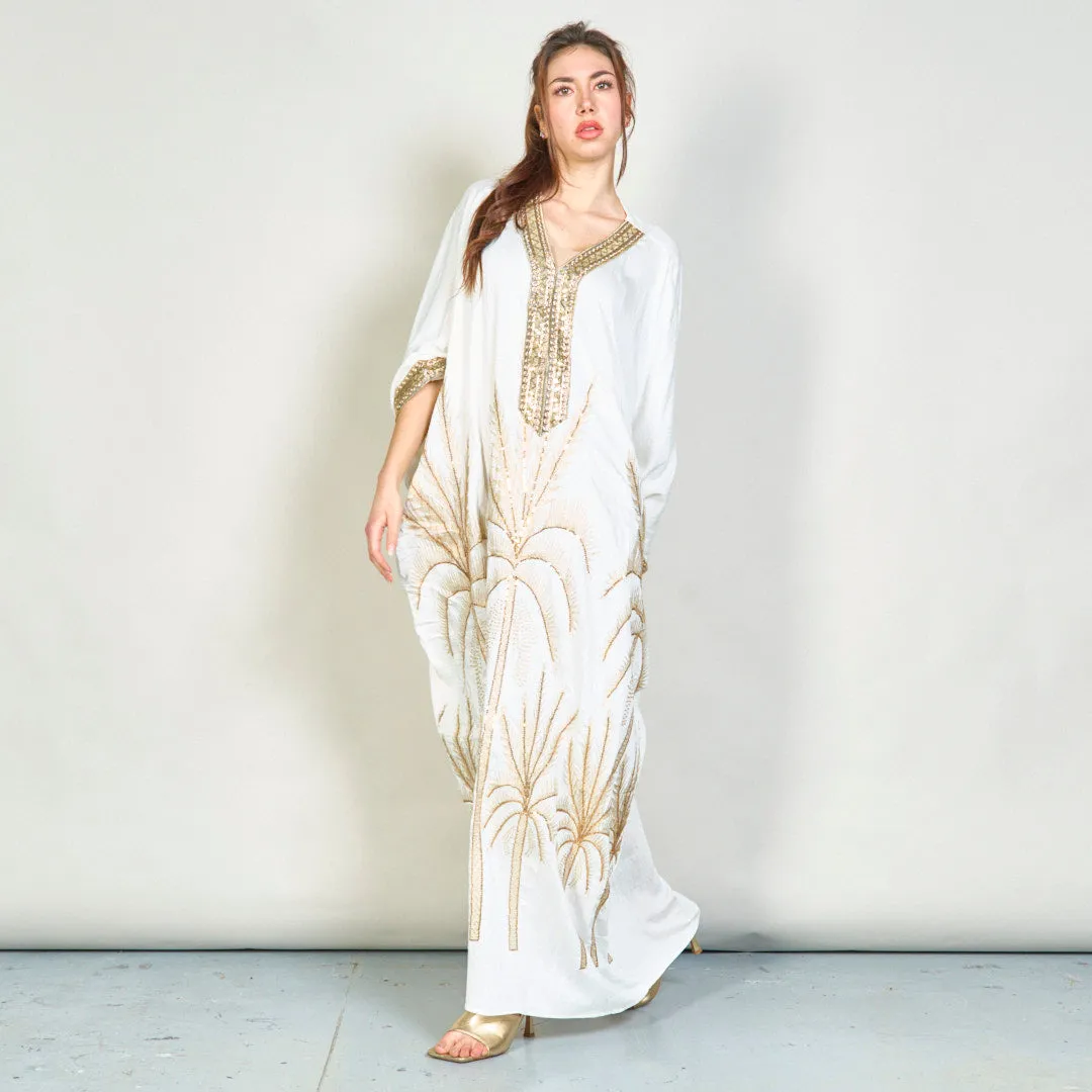 Palm embroidered oversize kaftan wholesale