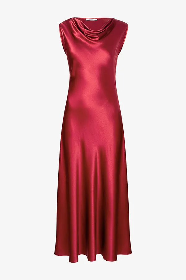 Priya Dress - Washable Silk Charmeuse :: Scarlet