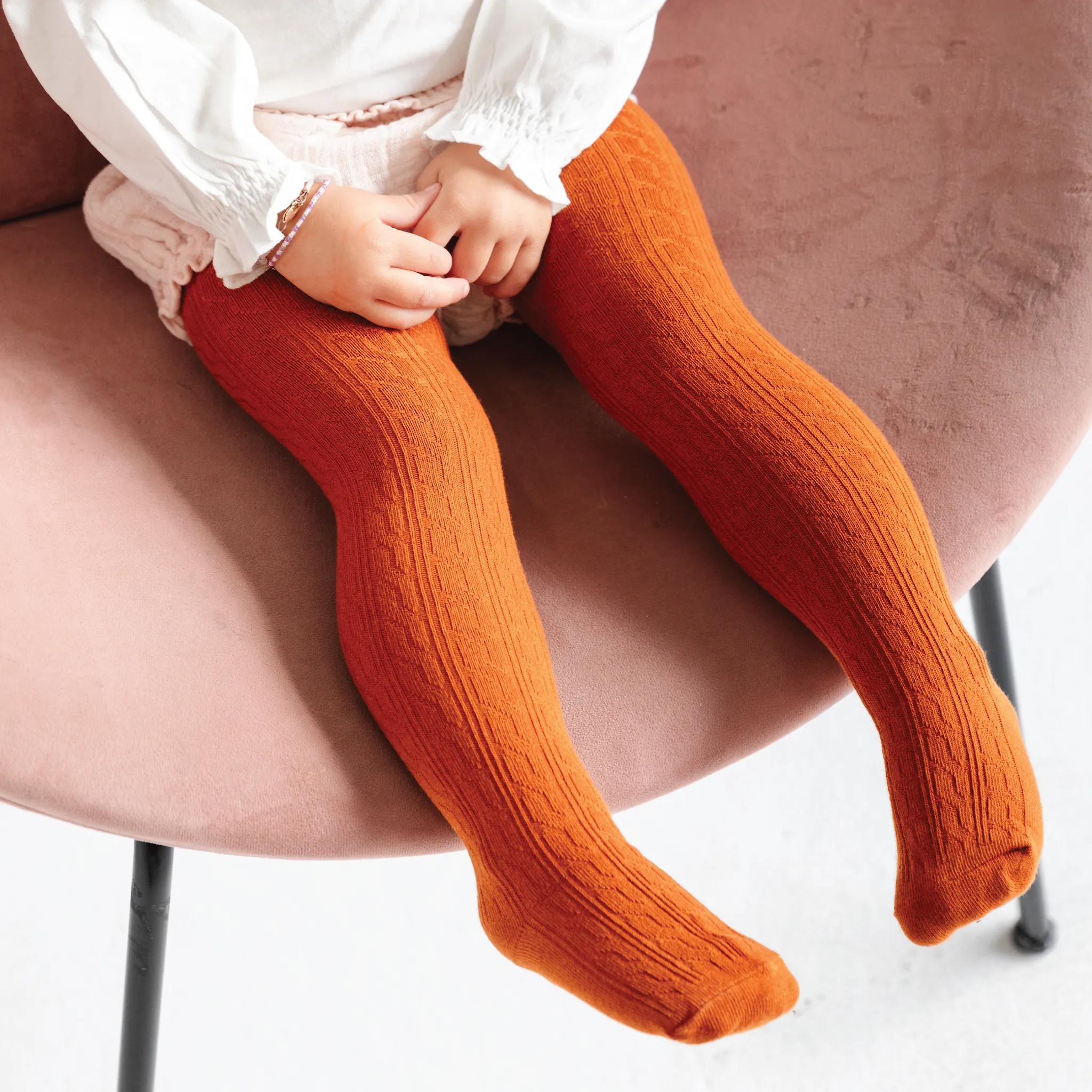 Pumpkin Spice Cable Knit Tights