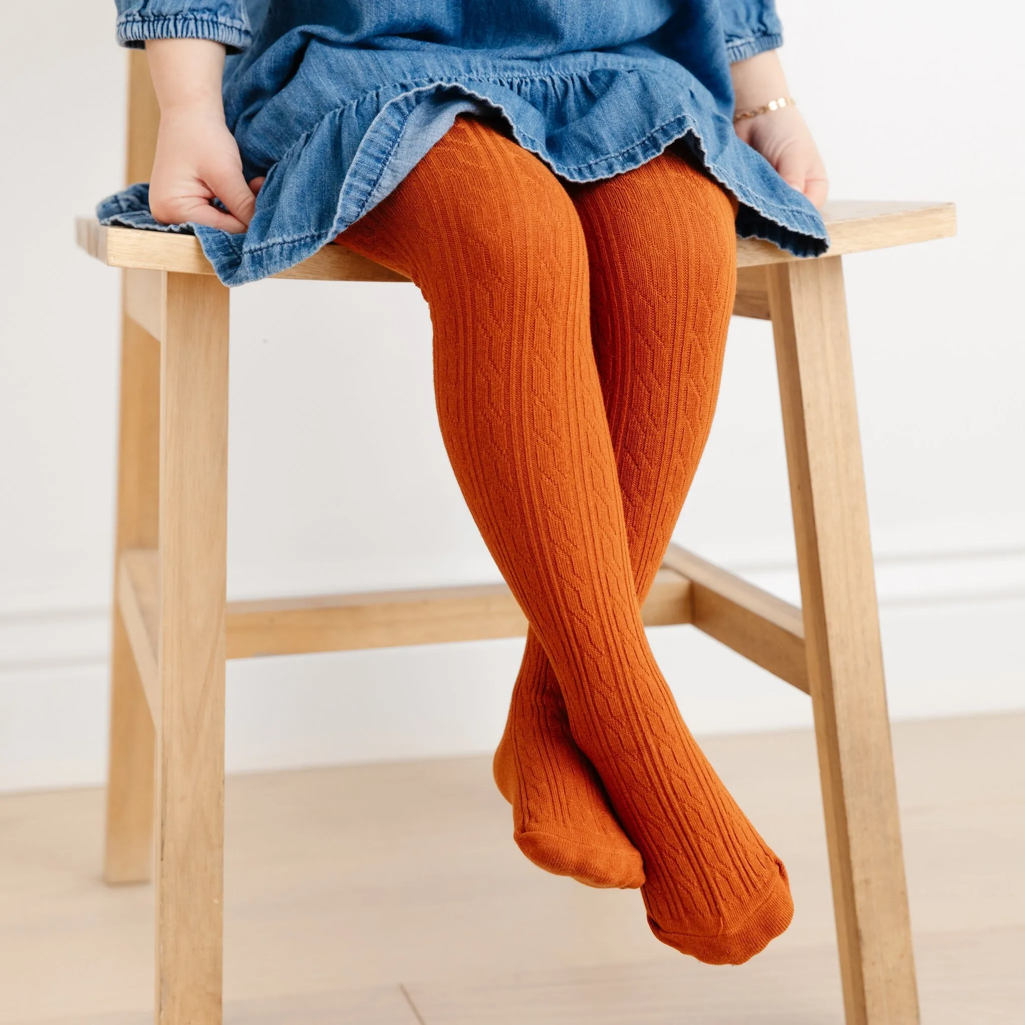 Pumpkin Spice Cable Knit Tights