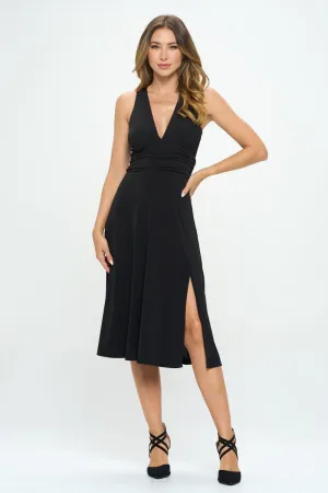 Rachel Ruched Waist Sleeveless Slit Dress