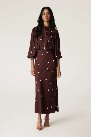 Roberts Bias Skirt - Chocolate Spot