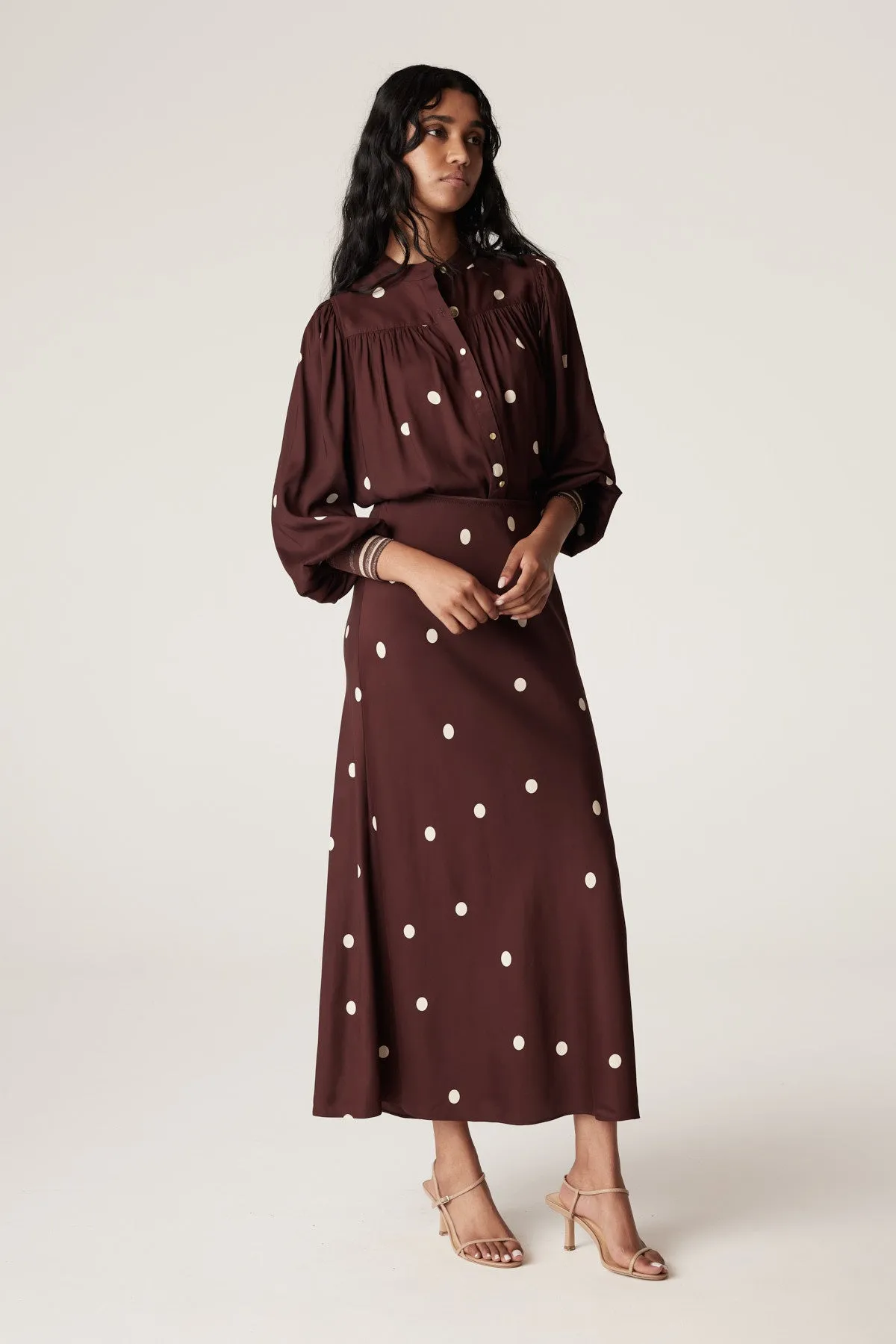 Roberts Bias Skirt - Chocolate Spot