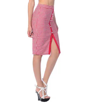 Rockabilly Retro Gingham Checkered High Waist Pin-up Pencil Skirt