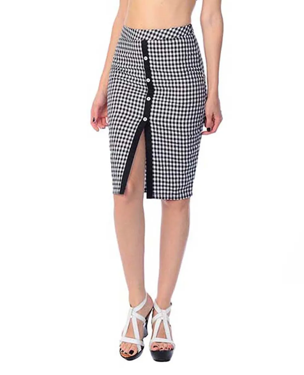 Rockabilly Retro Gingham Checkered High Waist Pin-up Pencil Skirt