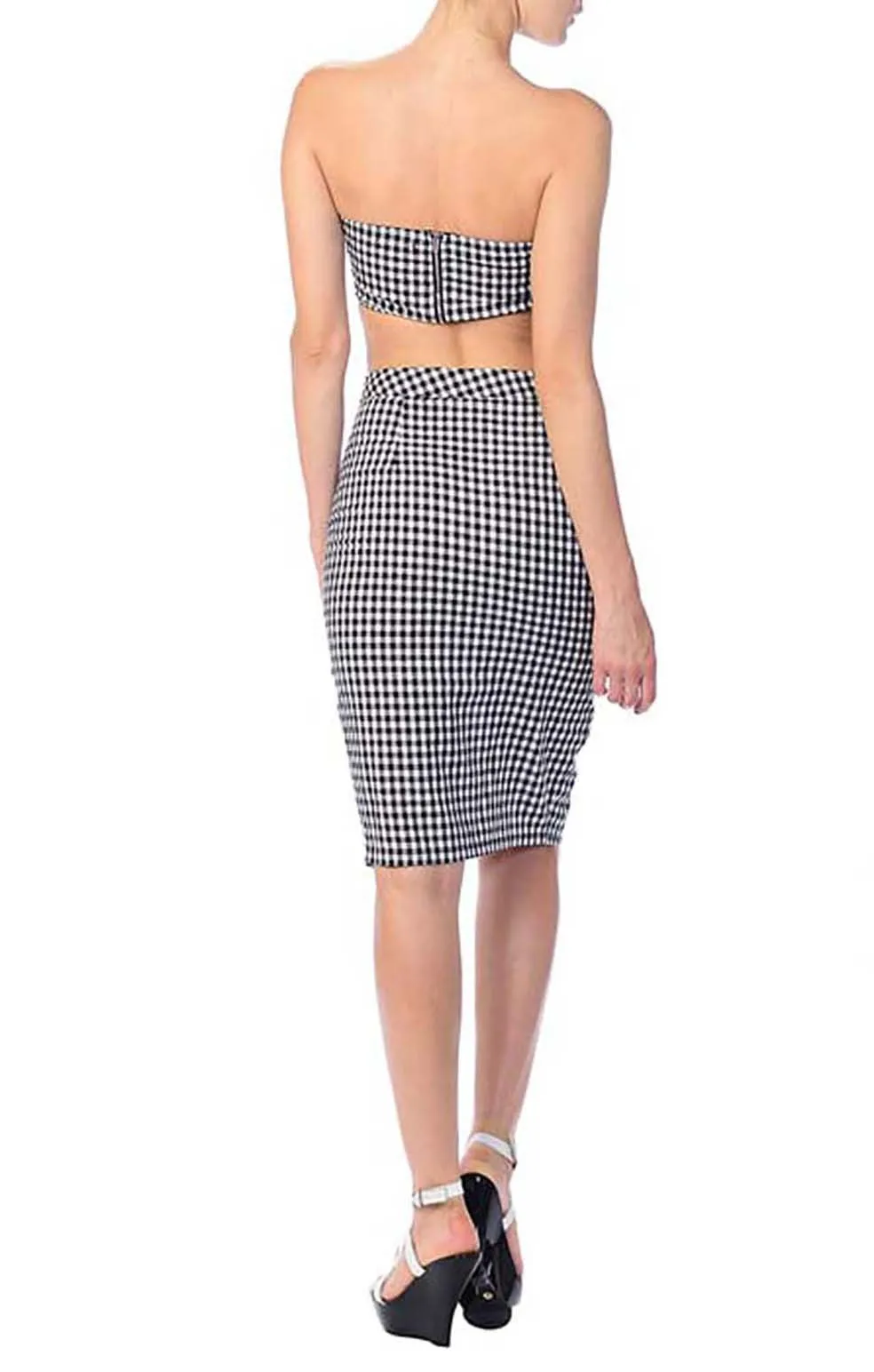 Rockabilly Retro Gingham Checkered High Waist Pin-up Pencil Skirt