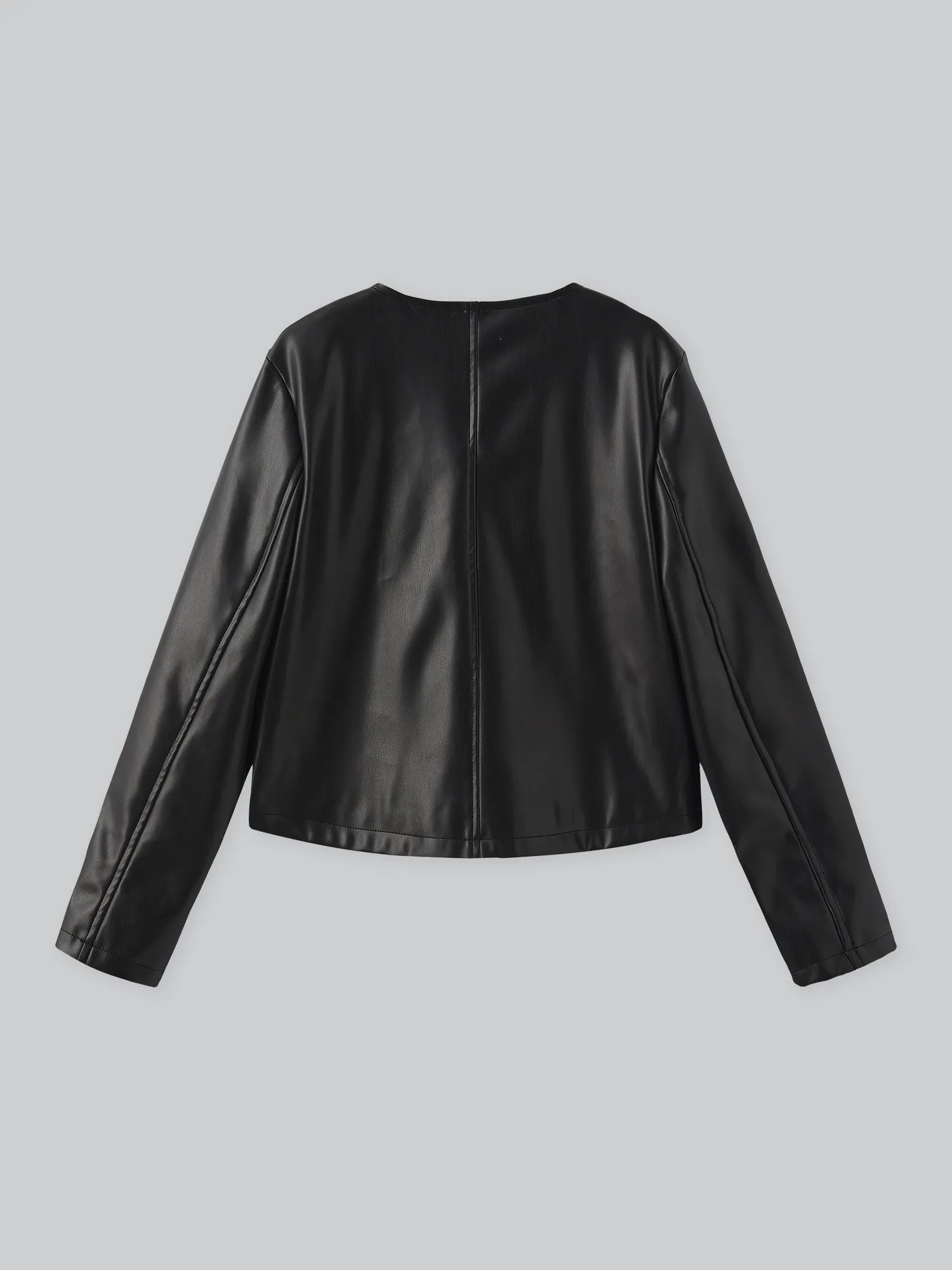 Rosie Round Neck Leather Jacket