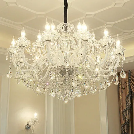 Rylight 3/6/8/10/12/15/18/24/30/32-Light Antique European Candle Crystal Chandelier