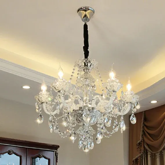 Rylight 3/6/8/10/12/15/18/24/30/32-Light Antique European Candle Crystal Chandelier