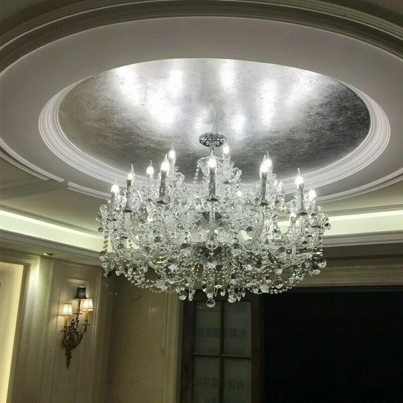 Rylight 3/6/8/10/12/15/18/24/30/32-Light Antique European Candle Crystal Chandelier